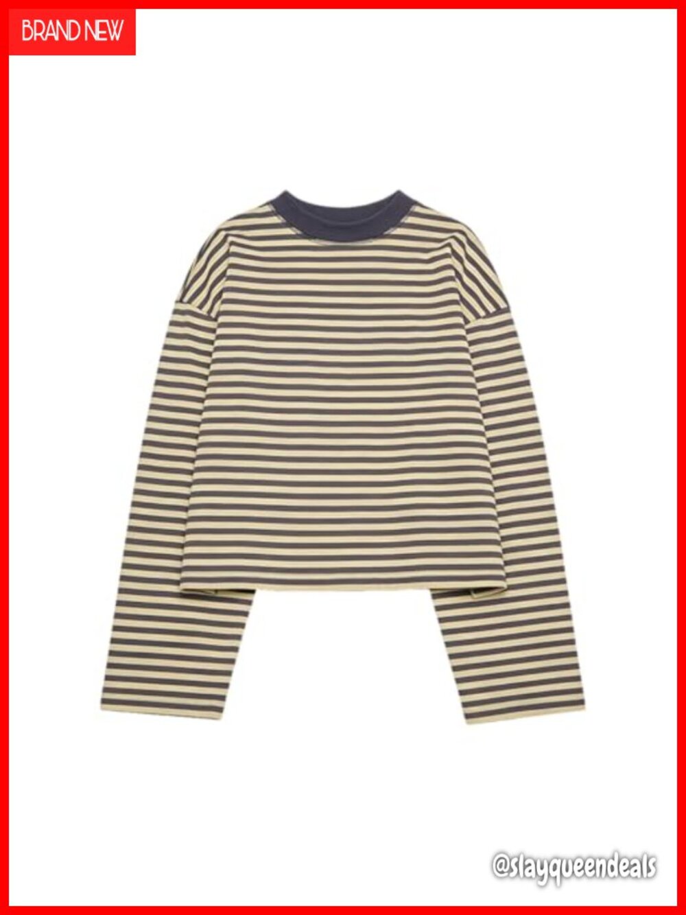 Striped Crop Top Women Long Sleeve Boxy Tee Y2k Fairy Grunge Streetwear